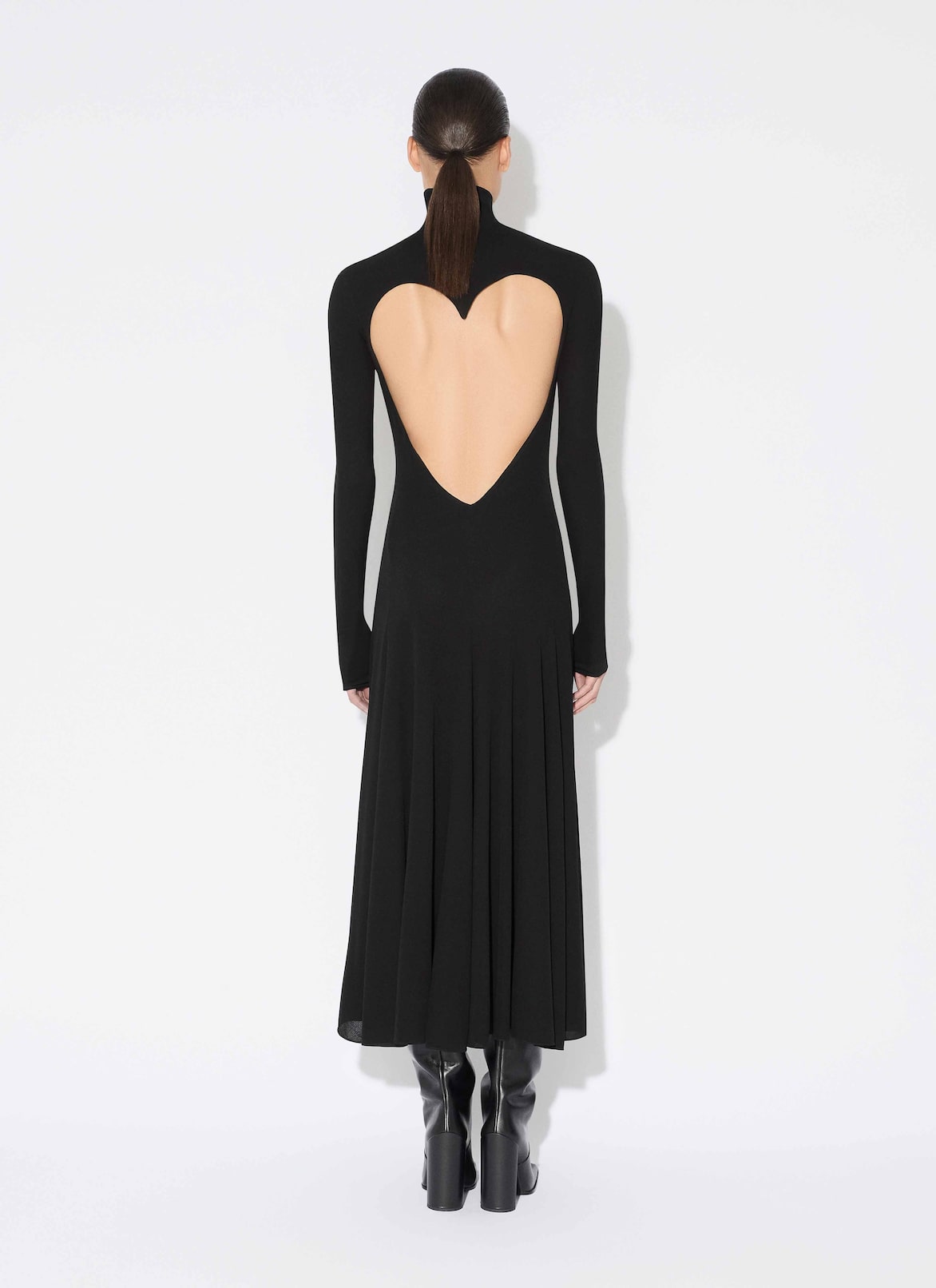 FLUID JERSEY HEART DRESS ALAÏA BLACK FLUID JERSEY HEART DRESS